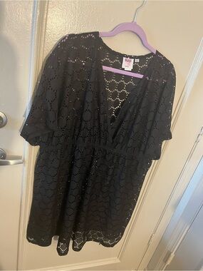 Always For Me Black Eyelet Swim coverup
